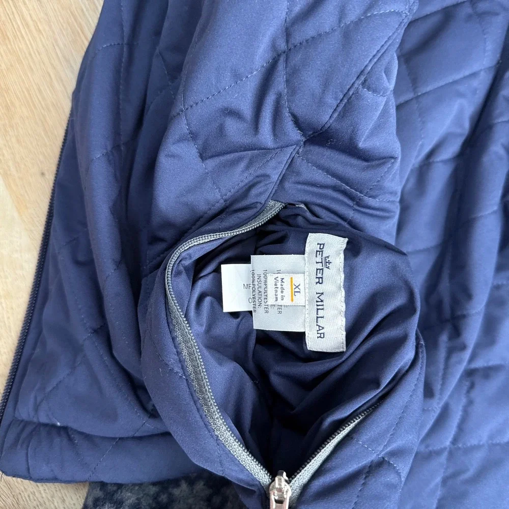 Peter Millar Blue Reversible Quilted/Fair Isle Fleece Vest Mens XL Gorpcore